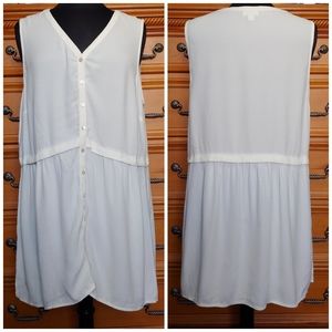 J Jill Off White Sheer Button Down Dress Tunic